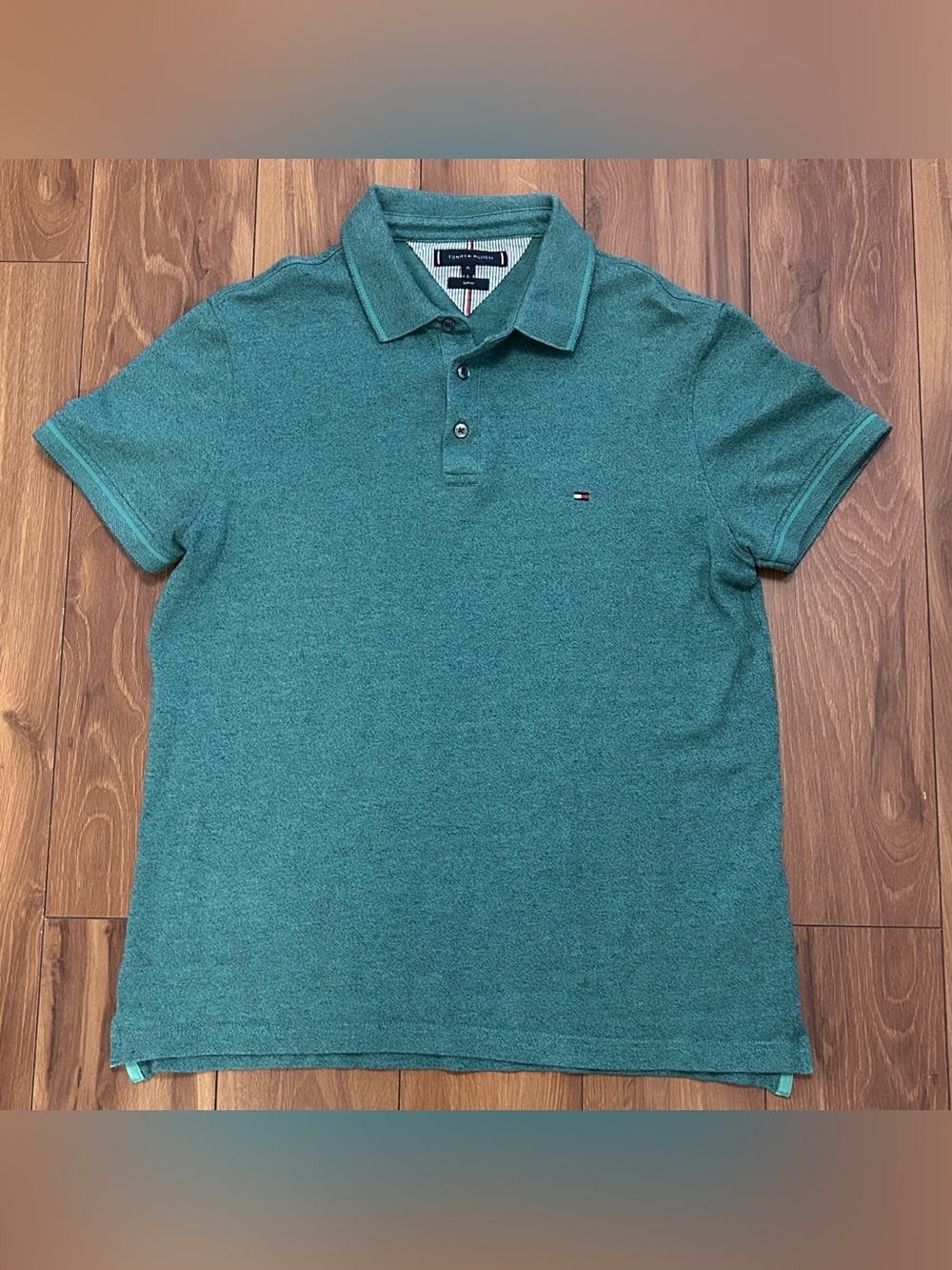 Tommy Hilfiger Slim Fit Men's Polo Shirt Teal Blue Color - Size XL Min Wear